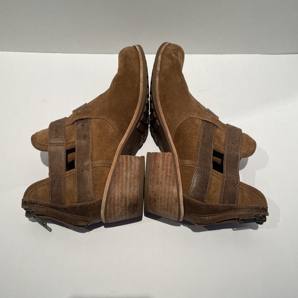 UGG Chestnut Suede Cutout Buckle Ankle Boots Brown Leather Straps Women 7 - Picture 5 of 8